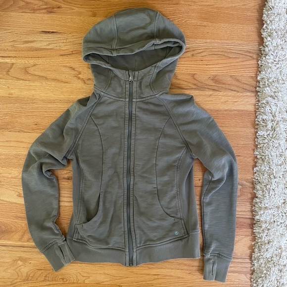 CRZ YOGA Olive Army Green Full Zip Hooded Hoodie Sweatshirt Women XS S - Picture 1 of 4